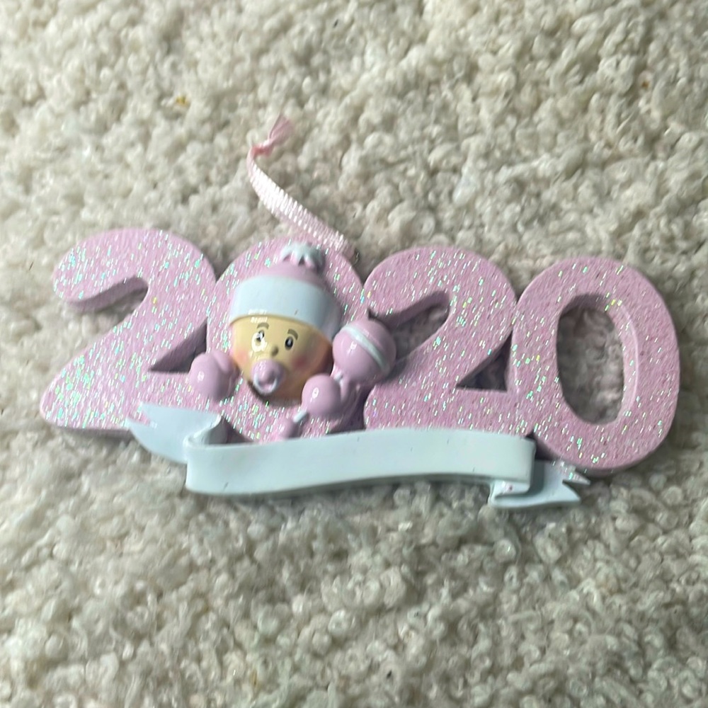 2020 Baby Girl Personalize Christmas Ornament Resin Glass Glitter